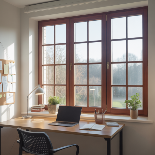 Fenêtre à carreaux en bois